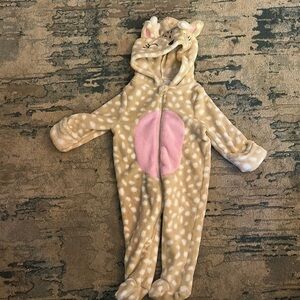 Adorable Tan and Pink Kids One Piece